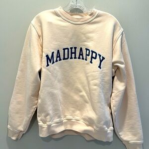 MAD HAPPY Sweatshirt Cream W/ Blue Print